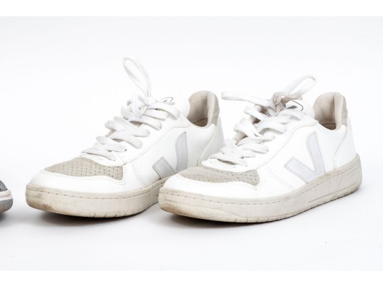 Nike And Veja White Casual Sneakers, Size 9