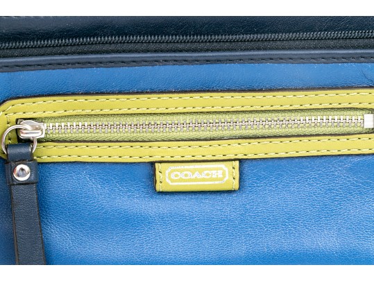 Tasteful Blue And Green Coach Clutch