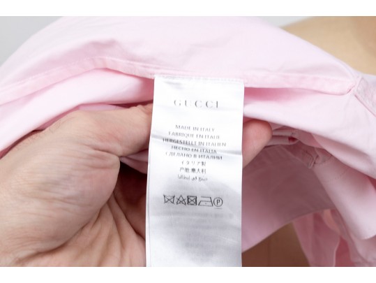 Gucci Pink Rabbit Embrodered Shirt, Size 46/18