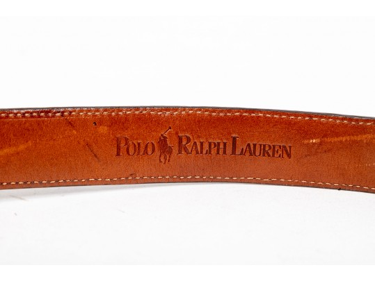 Two Ralph Lauren Leather And Sterling Belts, Size 30