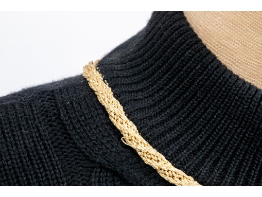 St. John Pullover Knit Sweater With Rope And Button Accents, Size L