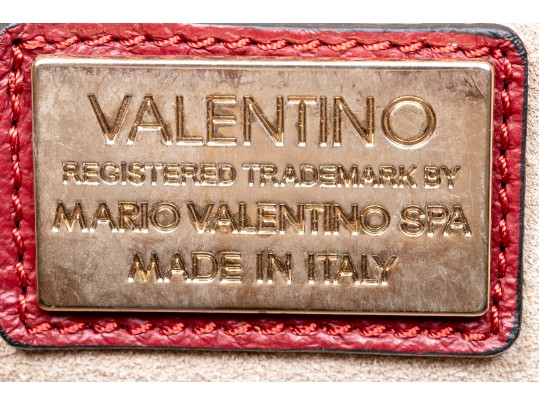 Valentino Lavish Burgundy Leather, Alligator And Suede Oversized Top Handle Bag