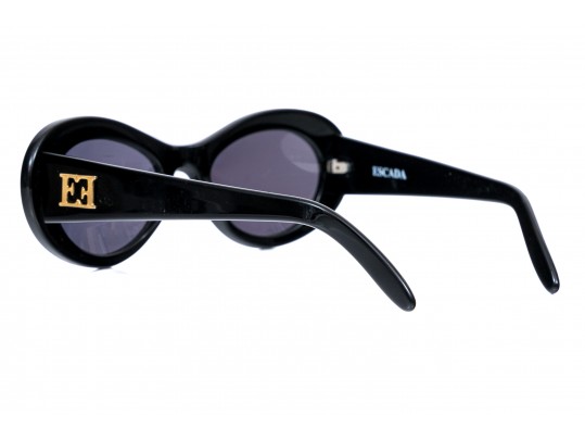 Escada Sophisticated Wide Frame Black Acrylic Sunglasses