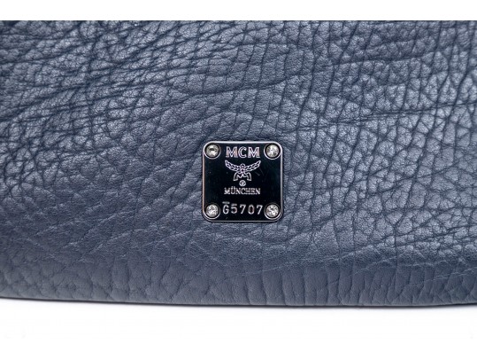 MCM Colorful Studded Blue Leather Shoulder Bag, With Iridescent Rhinestones