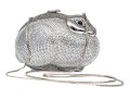 Judith Leiber Stunning Silver Metallic And Rhinestone Bunny Bag