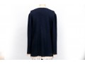 St. John Navy Button Up Cardigan, White And Gold Toned Sequinned Trim, Size 14