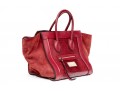 Valentino Lavish Burgundy Leather, Alligator And Suede Oversized Top Handle Bag