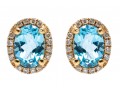 Bright Blue Topaz And Diamond 14K Stud Earrings