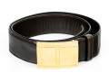 Battaglia Brown Leather Belt, Gold Tone Buckle, Size 36