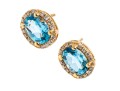 Bright Blue Topaz And Diamond 14K Stud Earrings