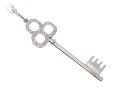 14k White Gold Contemporary Diamond Set Triple Circle End Key Pendant