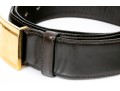 Battaglia Brown Leather Belt, Gold Tone Buckle, Size 36