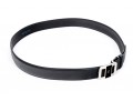 Yves St. Laurent Handsome Black Leather Belt With Black Enamel Decorated  Buckle