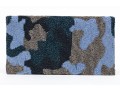 Moyna Fabulous Blue, Black, Green And Tan Beaded Camo Clutch, With Chain