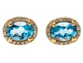 Bright Blue Topaz And Diamond 14K Stud Earrings