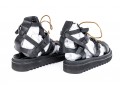 Les Hommes Casual Black Leather Lace Up Gladiator Sandals, Size 43