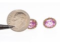 Bright Pink Sapphire And Diamond Halo 14k Rose Gold Earrings