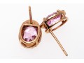 Bright Pink Sapphire And Diamond Halo 14k Rose Gold Earrings