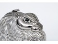 Judith Leiber Stunning Silver Metallic And Rhinestone Bunny Bag