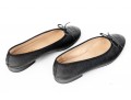 Chanel Classic Black Leather Ballet Flats, Size 37
