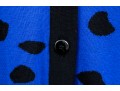 Escada Patterned Blue And Black Button Up Cardigan, Size 42