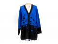 Escada Patterned Blue And Black Button Up Cardigan, Size 42