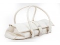 Lambertson Truex Bright Elongated White Leather Baguette Bag