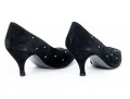 Charles Jourdan Striking Black Suede Pumps, With Rhinestone Decorations, Size 9