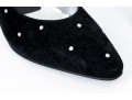 Charles Jourdan Striking Black Suede Pumps, With Rhinestone Decorations, Size 9