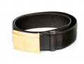 Battaglia Brown Leather Belt, Gold Tone Buckle, Size 36