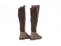 Michael Kors Striking Tall Brown Neoprene And Snake Grain Leather Boots, Size 10, With Box