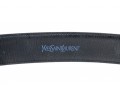 Yves St. Laurent Handsome Black Leather Belt With Black Enamel Decorated  Buckle
