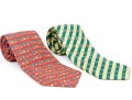 Lot Of Two 100% Silk Hermes Ties, Predominantly Red And Yellow Tones
