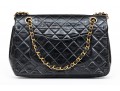 Chanel Classic Black Lambskin Quilted Leather Single Flap Shoulder Bag
