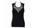 Oscar De La Renta Fabulous Black Bedazzled Sleeveless Top, Size Medium