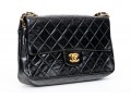 Chanel Classic Black Lambskin Quilted Leather Single Flap Shoulder Bag