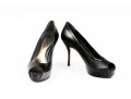 Gucci Fabulous Black Leather Peep Toe Platform Pumps, Size 37