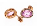 Bright Pink Sapphire And Diamond Halo 14k Rose Gold Earrings