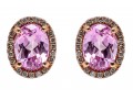 Bright Pink Sapphire And Diamond Halo 14k Rose Gold Earrings