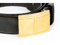 Battaglia Brown Leather Belt, Gold Tone Buckle, Size 36