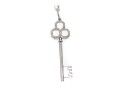 14k White Gold Contemporary Diamond Set Triple Circle End Key Pendant