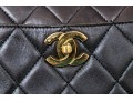 Chanel Striking Dark Brown Lambskin Quilted Leather Tote
