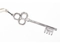 14k White Gold Contemporary Diamond Set Triple Circle End Key Pendant