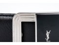 Yves St. Laurent Handsome Black Leather Belt With Black Enamel Decorated  Buckle