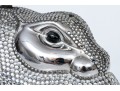 Judith Leiber Stunning Silver Metallic And Rhinestone Bunny Bag