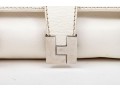 Lambertson Truex Bright Elongated White Leather Baguette Bag