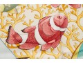 Salvatore Ferragamo Silk Scarf With Fish Motifs, Pink, Blue And Yellow Tones