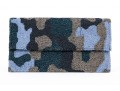 Moyna Fabulous Blue, Black, Green And Tan Beaded Camo Clutch, With Chain