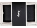 Yves St. Laurent Handsome Black Leather Belt With Black Enamel Decorated  Buckle