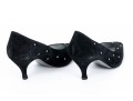Charles Jourdan Striking Black Suede Pumps, With Rhinestone Decorations, Size 9